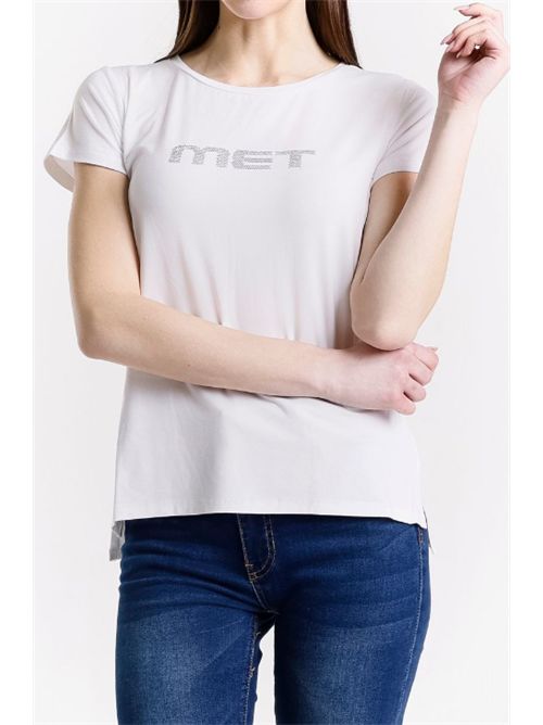 T-shirt girocollo logo strass Met Met | M12 MIRIA TSBIANCO